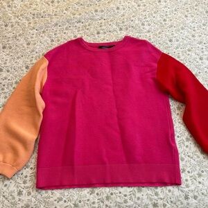 Zesica Colorblock Sweater with Pink, Red, and Orange